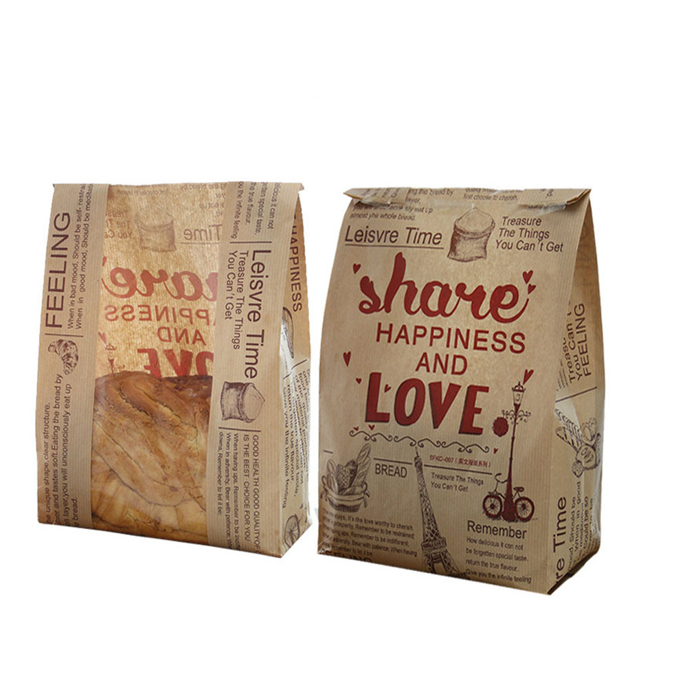 High quality kraft paper bag Bread Paper Bag With Window packing bags for bread