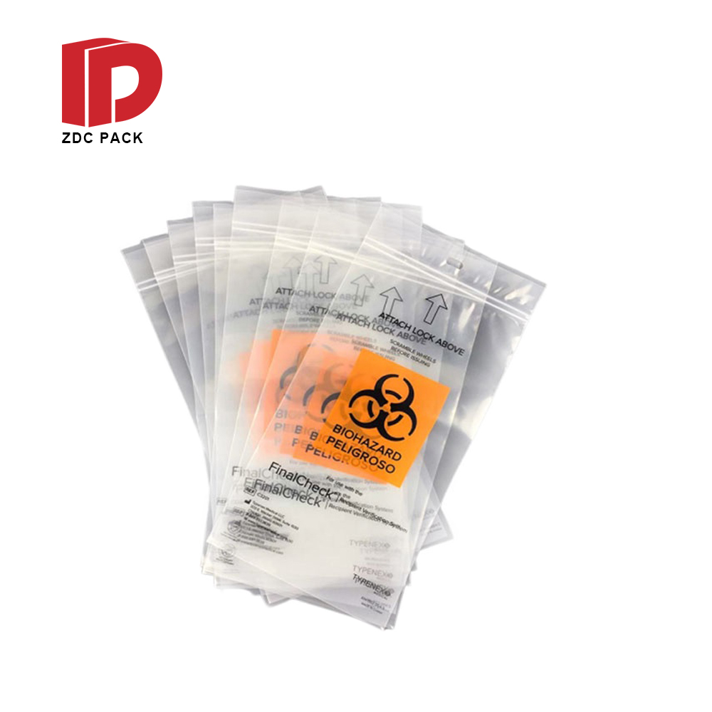 2020 customized free sample Biohazard Specimen Plastic zipper Reclosable Grip Seal Bag