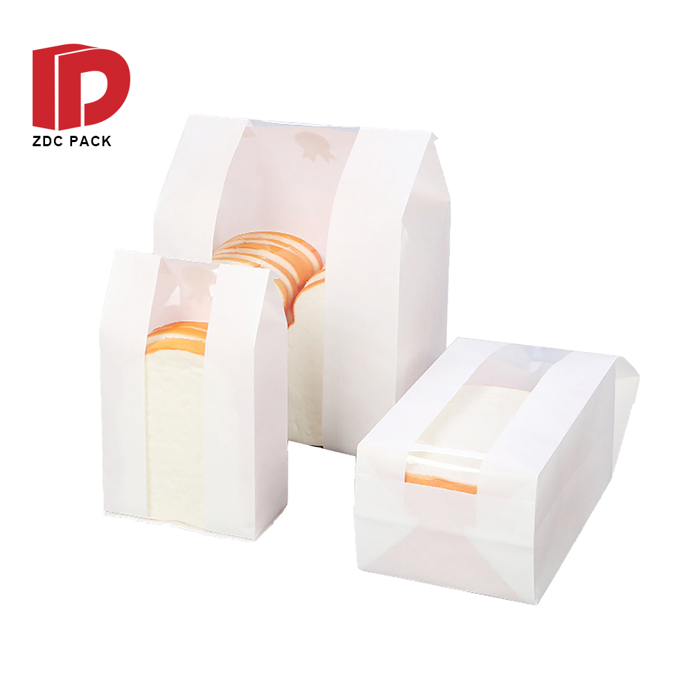 2020 wholesale food grade bakery kraft paper bread packaging bag with window