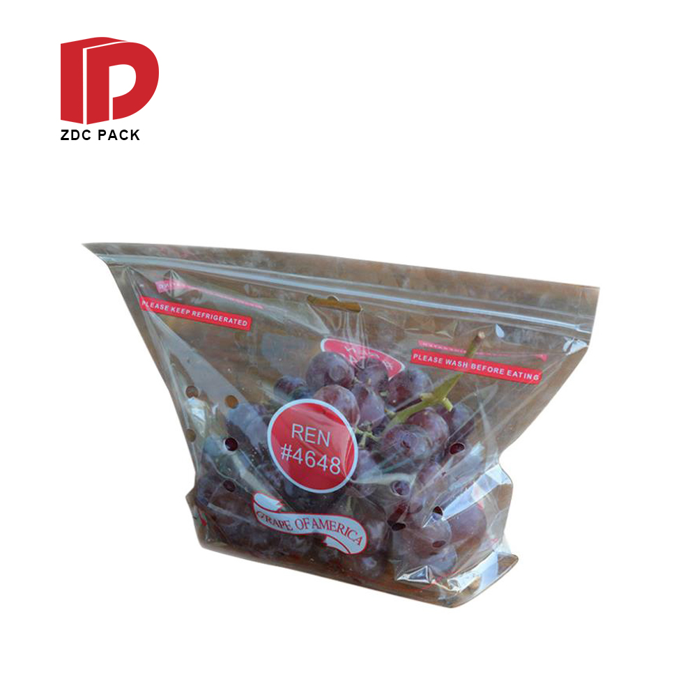 Stand up pouch vented hole zipper fruit perforated freshness bag